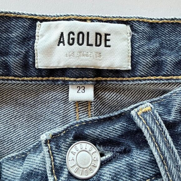 NWT AGOLDE Women's 90's Mid Rise Loose Denim Shorts in Precision Wash Size 23 - Picture 12 of 16